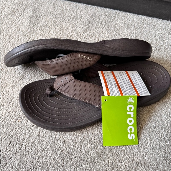 CROCS Other - NWT Mens Crocs Bogota Flip Flops Size 11 Espresso